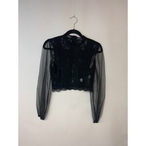 Blouse Fairy Grunge Sheer Lace Feminine Whimsigoth Edgy Rocker Mesh Witchy SZ S
